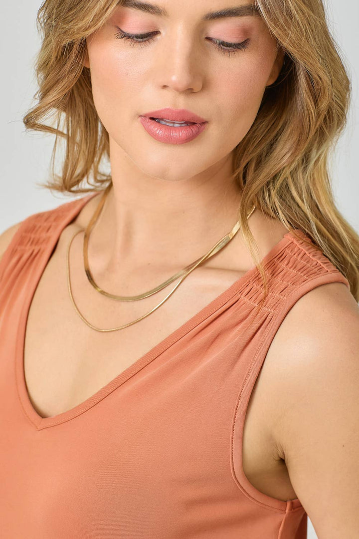 Modal Smocked Shoulder Tank
