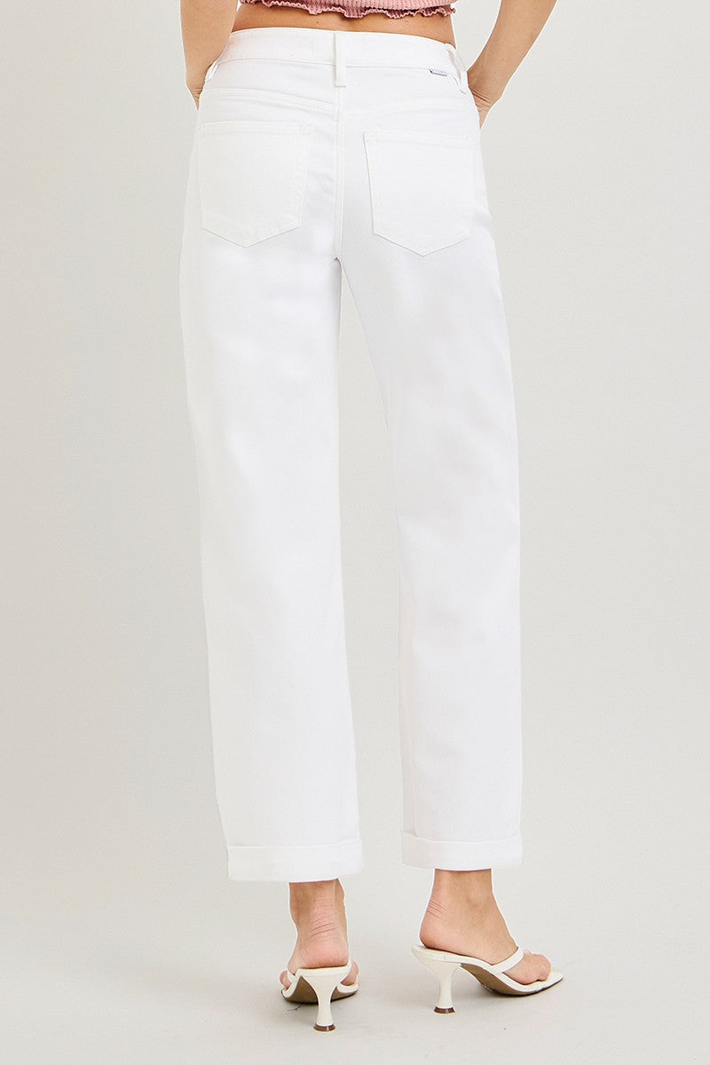 White Relaxed Barrel Jeans