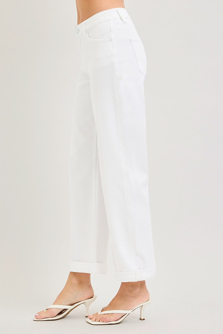 White Relaxed Barrel Jeans