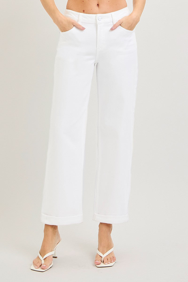 White Relaxed Barrel Jeans