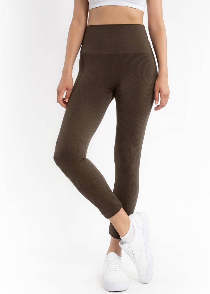 Ribbed High Waist Leggings: Steel Blue