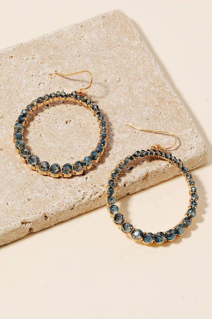 Seed Beads & Faceted Gems Hoop Earrings