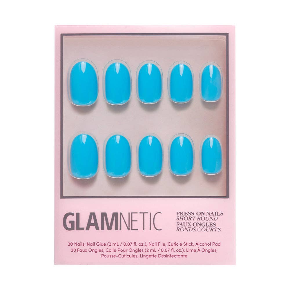 Azure Blue Press-On Nails | Short Round Length | Solid Nails