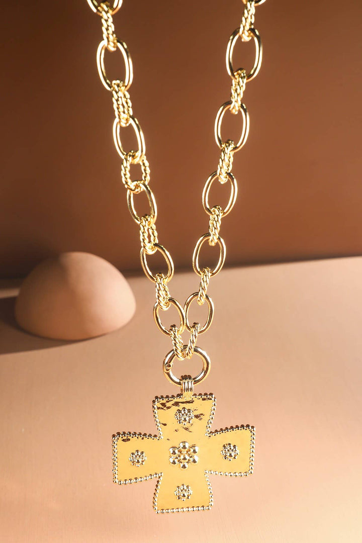 Chunky Statement Cross Pendant Necklace