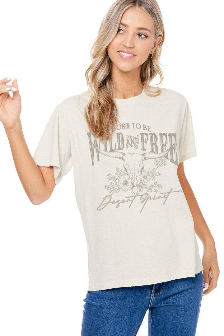 Wild And Free Graphic Washed Tee