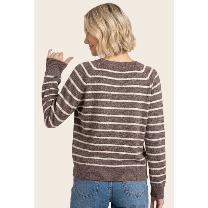 HALF BUTTON STRIPED SWEATER