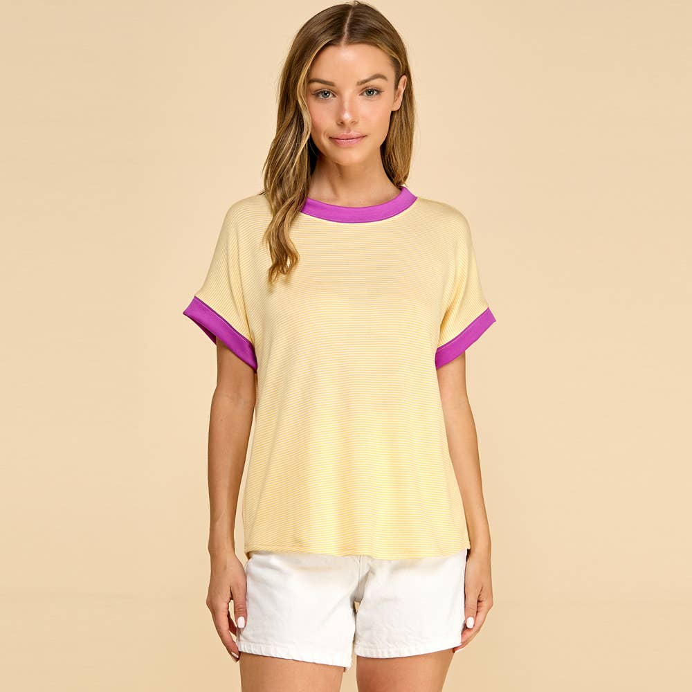 Classic striped tee with contrast trim casual comfort