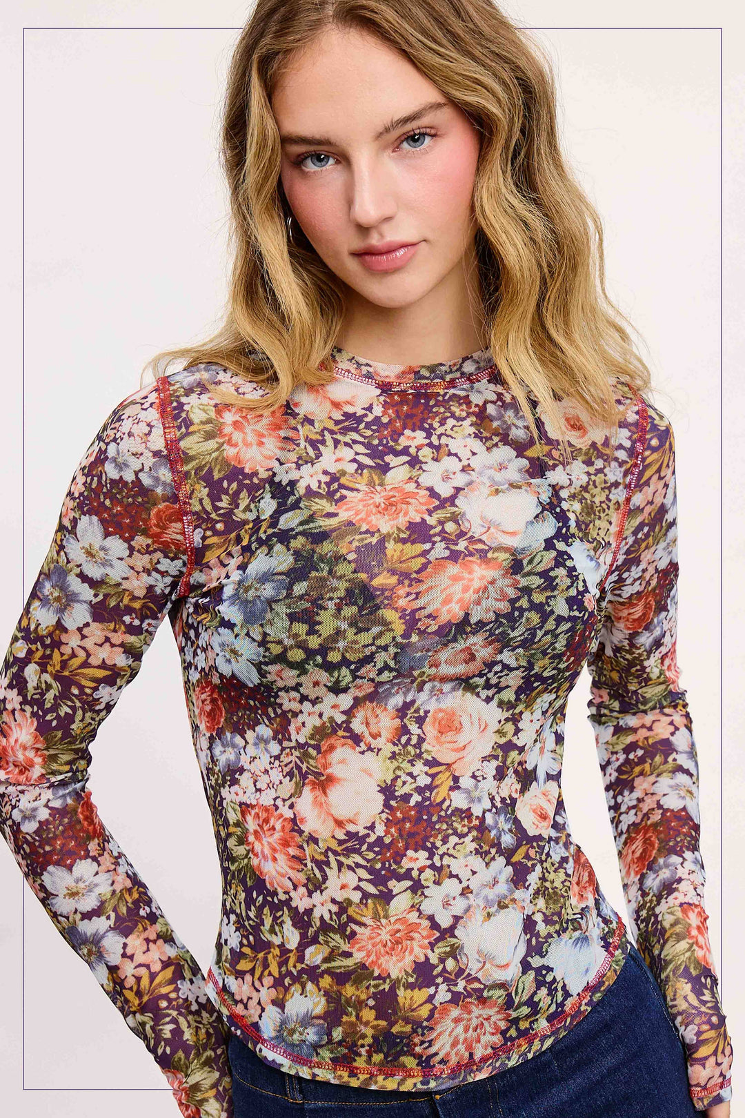 Floral Mesh Layering Top