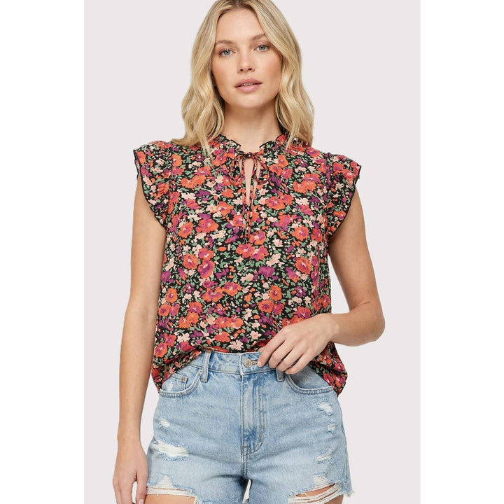 Adella Floral Keyhole Top