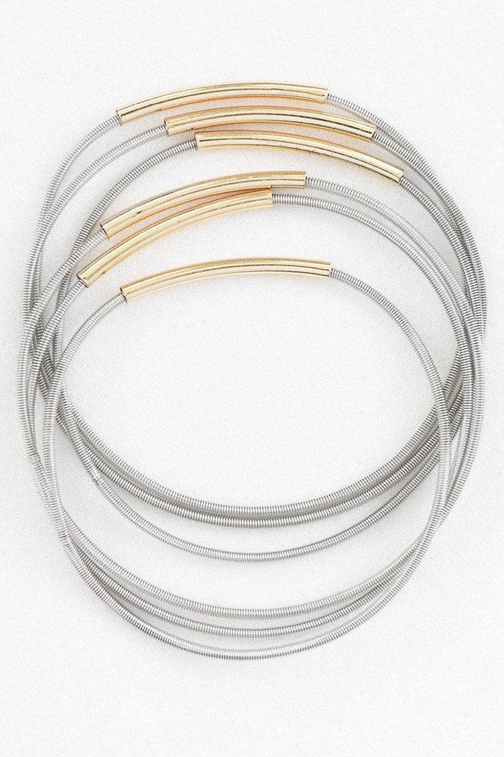 Stretchy Layered Guitar String Bracelet Set - 6019 6020