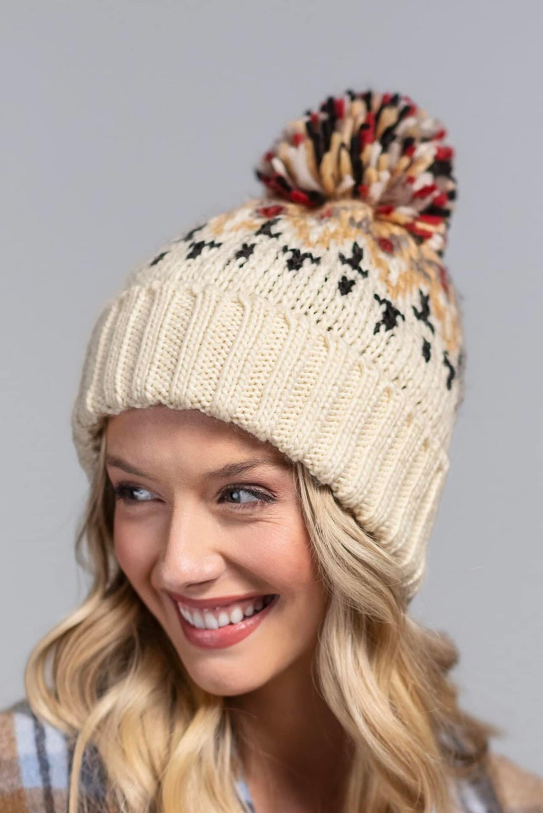 Multicolor Pom Pom Beanie