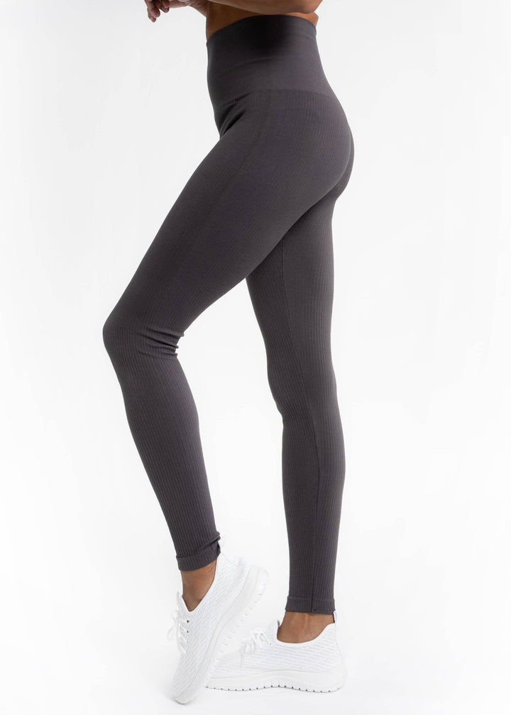 Ribbed High Waist Leggings: Steel Blue