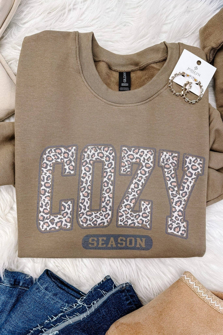 Leopard Cozy Season Graphic Sweatshirt
