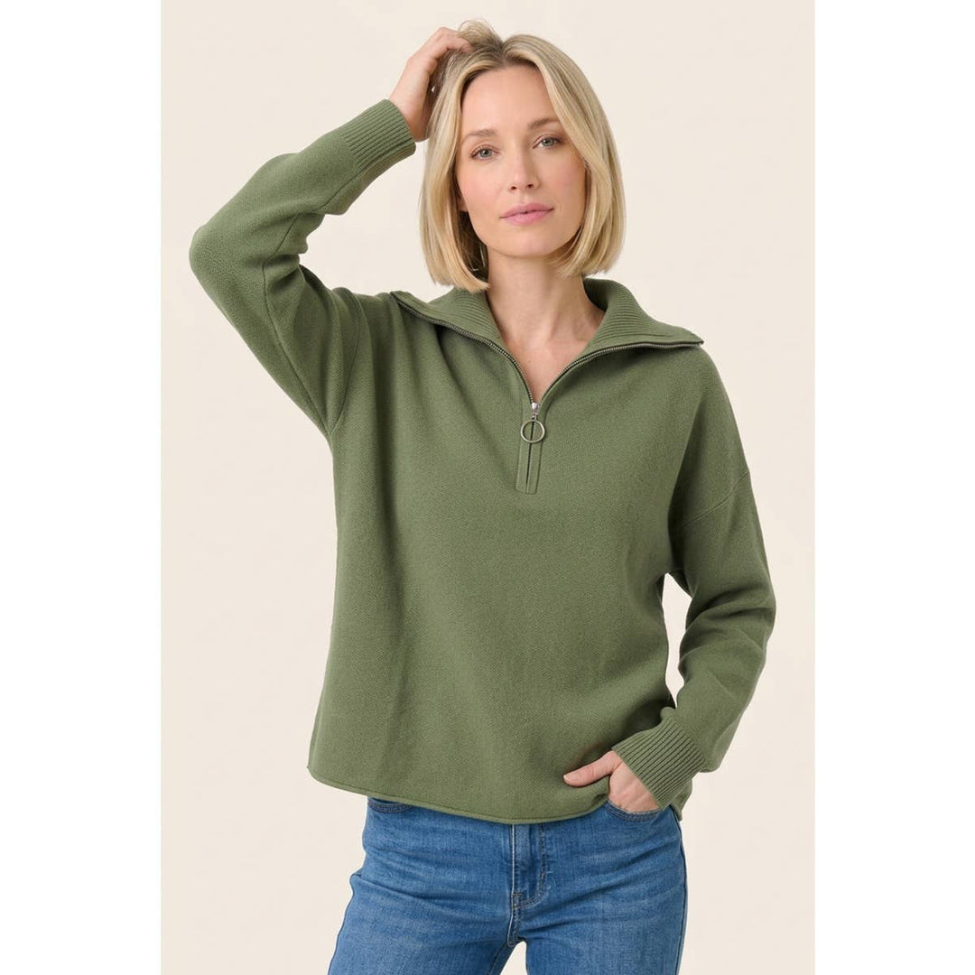 Mock Neck Half Zip Sweater