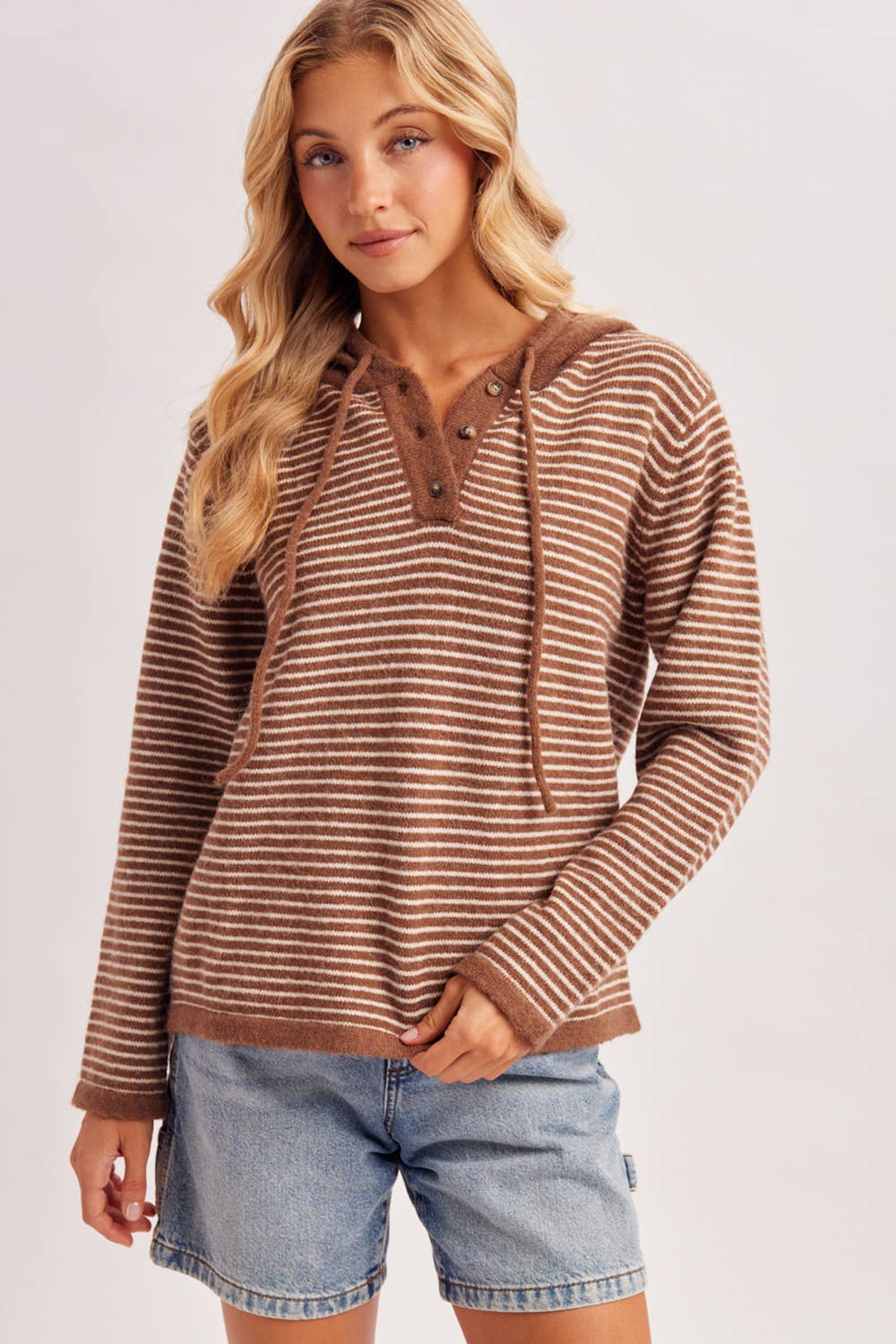 HENLEY SWEATER WITH HOODIE