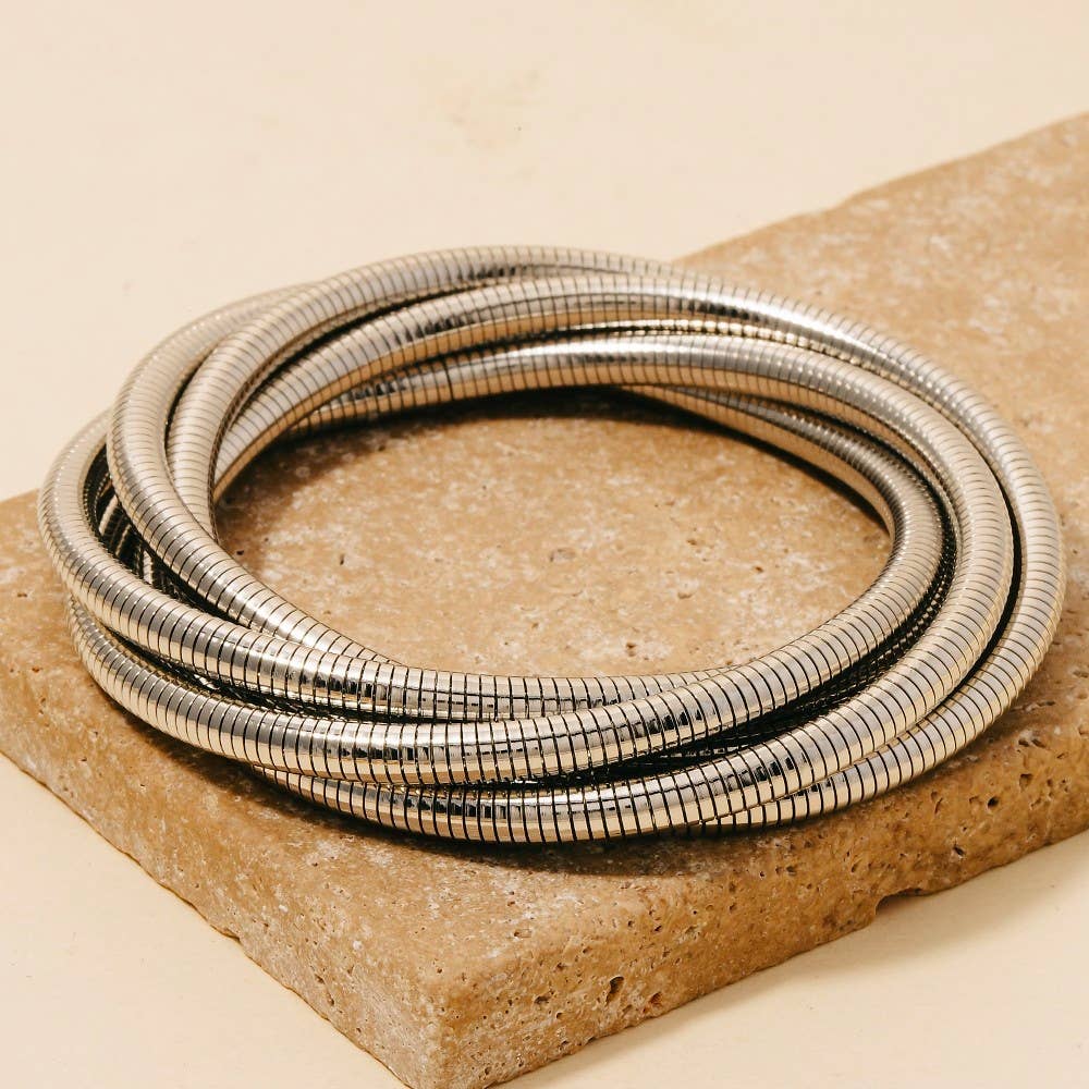Knotted Elastic Coil Bracelet Set