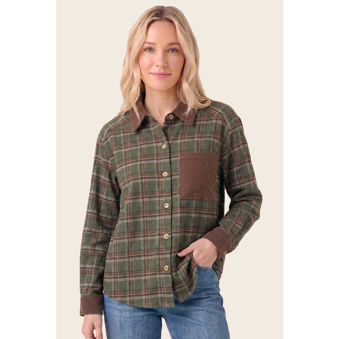 CORDUROY CONTRASTED PLIAD SHIRT