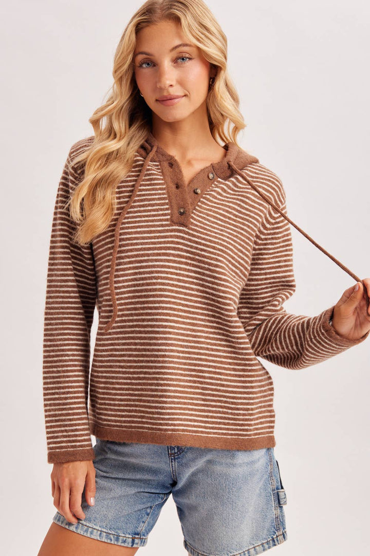 HENLEY SWEATER WITH HOODIE