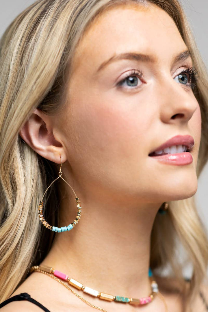 Metal and Natural Stone Earrings
