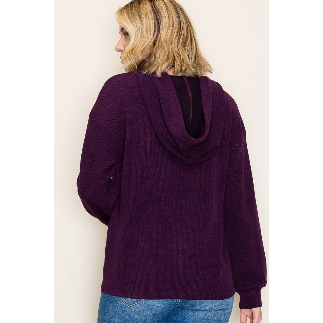 Black Solid Textured Hoodie