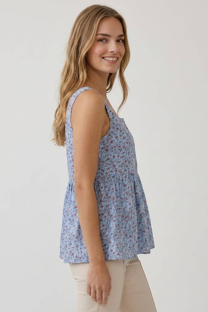 DITSY FLORAL BABYDOLL TUNIC TANK - 45810T