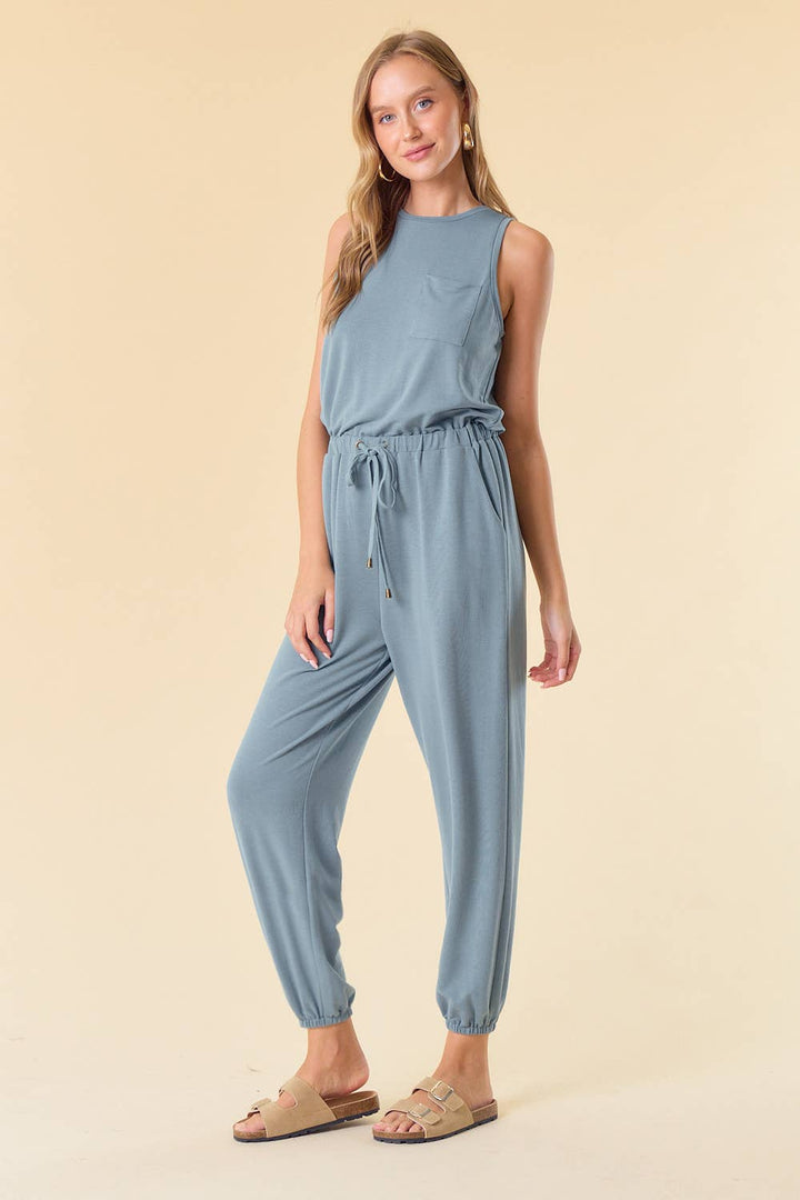 Back Placket Knit Jumpsuit