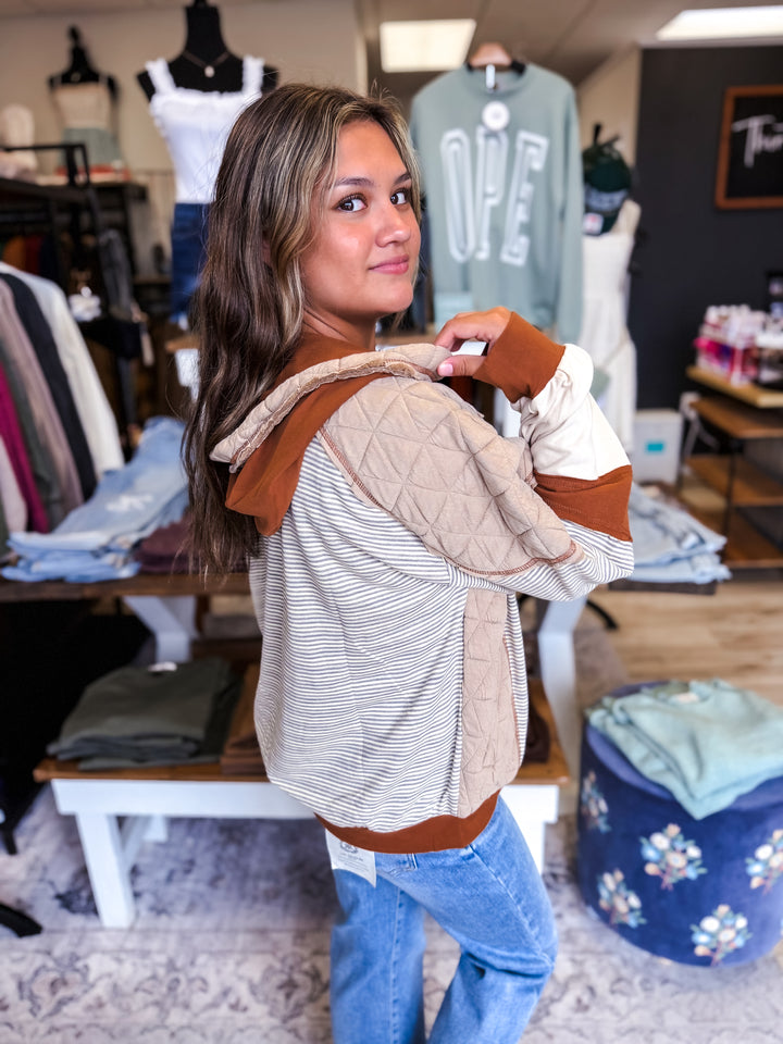 Color Block Stripe & Quilted Mix Top