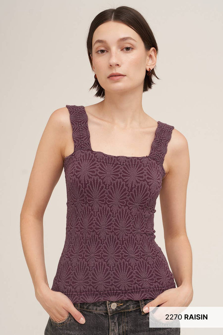 NS8416- Lace Textured Square Top