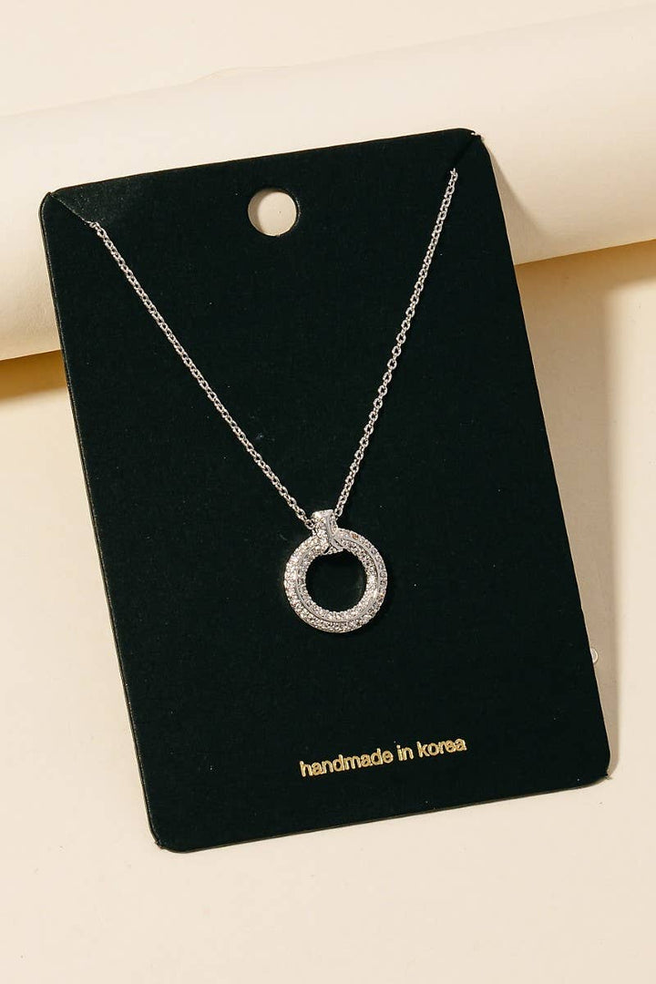 Pave Hoop Pendant Necklace