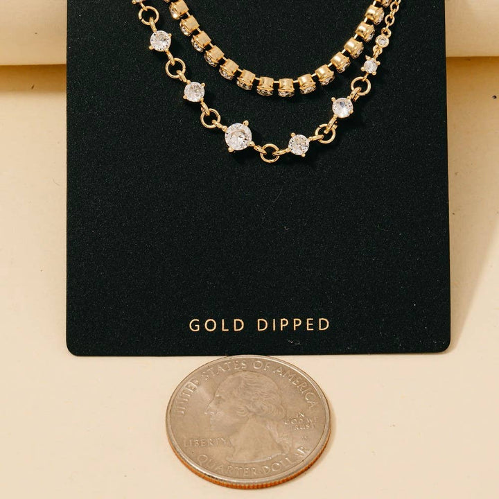 Gems And Chain Layered Necklace