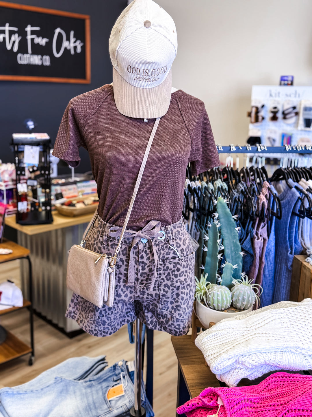 Leopard Denim Shorts