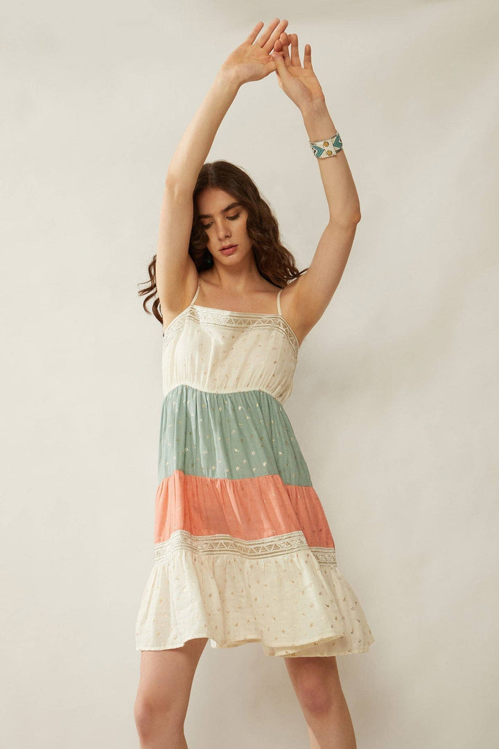 Boho Color Stripe Babydoll Dress