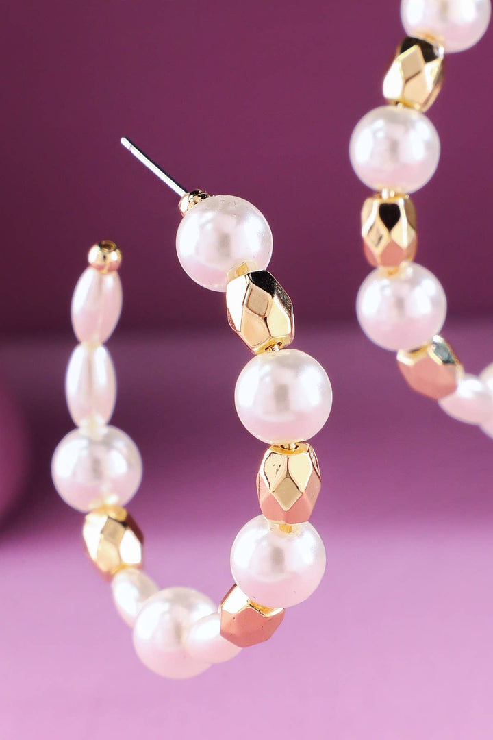 Pearl Beaded Hoop Earrings