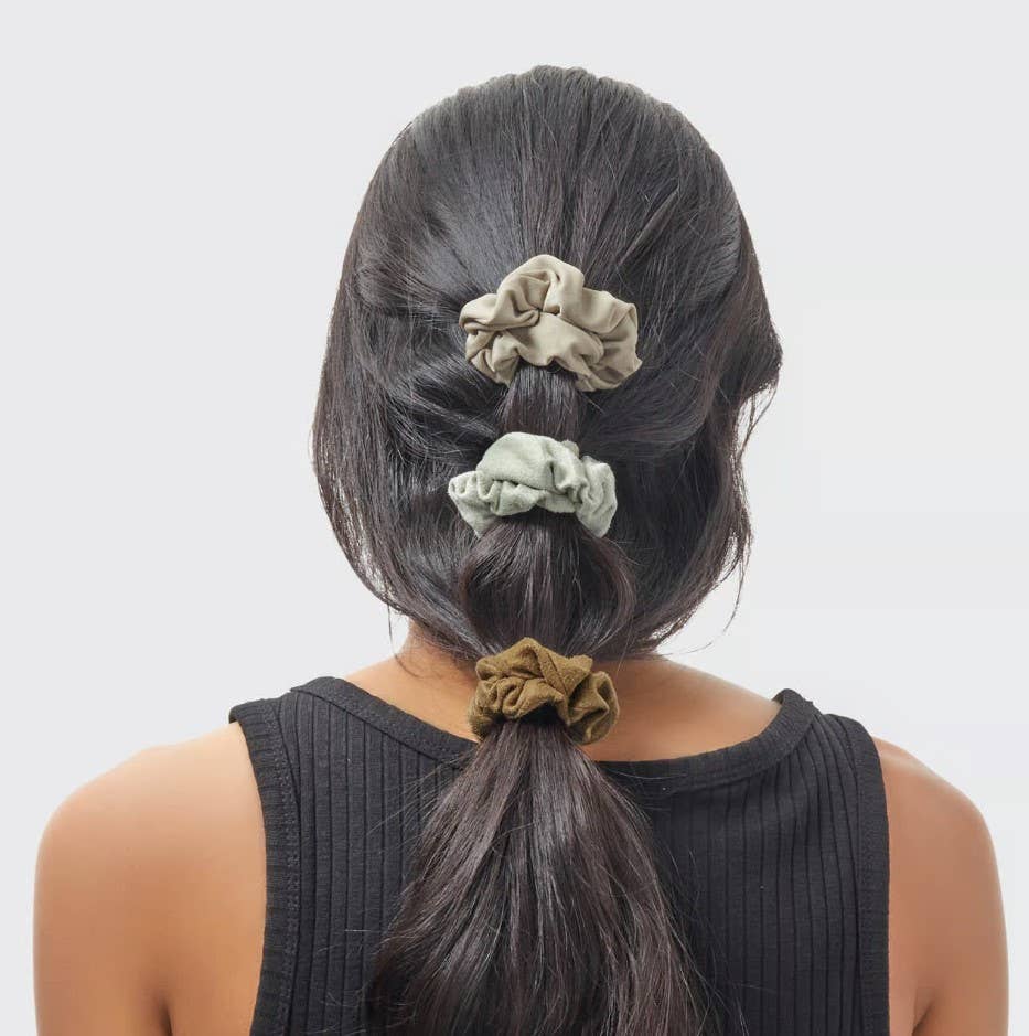 Textured Scrunchies 5pc Set - Eucalyptus