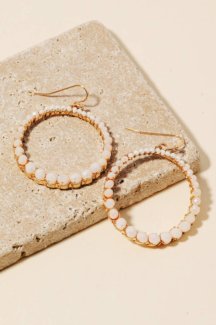 Seed Beads & Faceted Gems Hoop Earrings