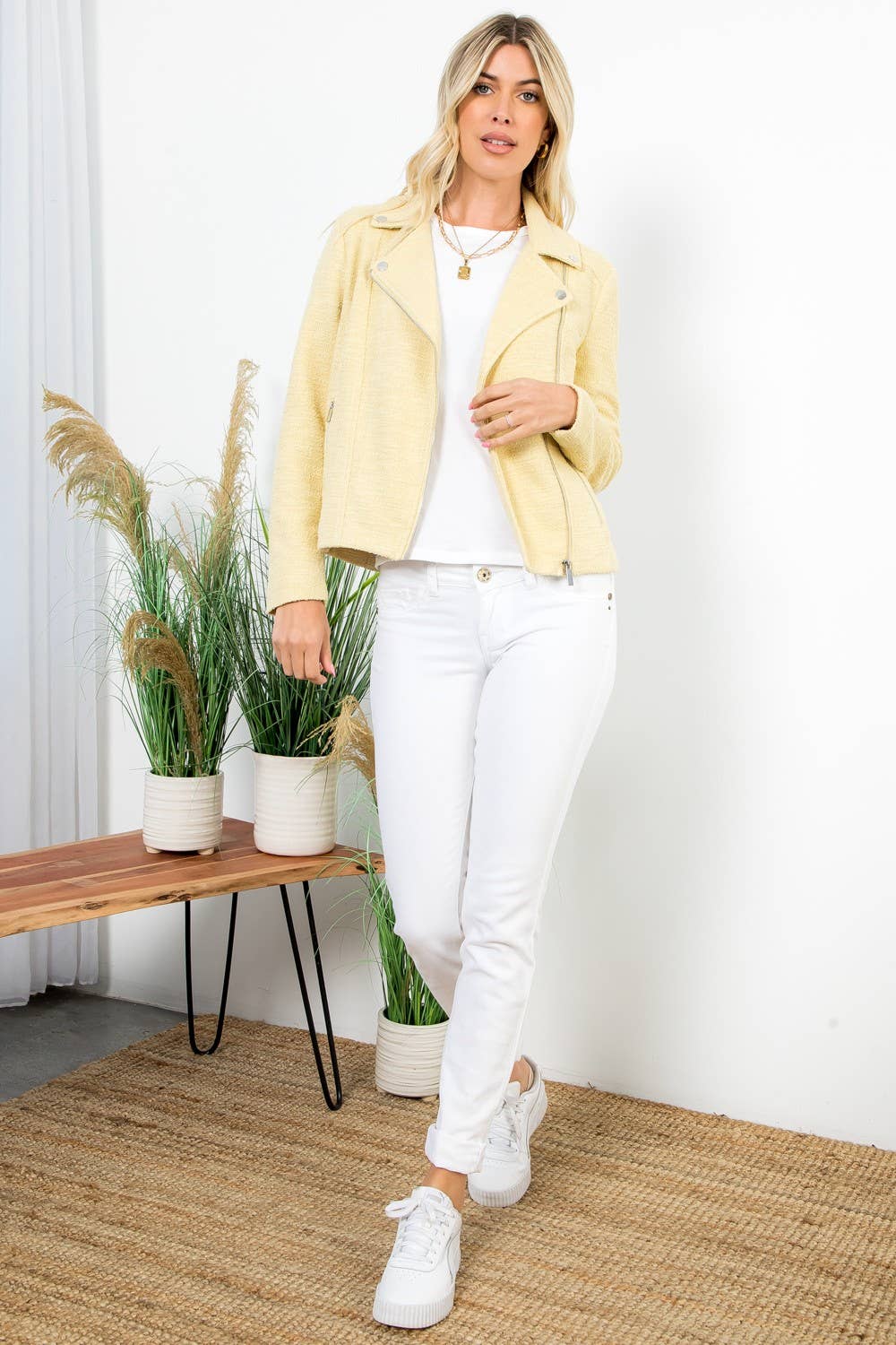 Chloe Boucle Textured Moto Jacket