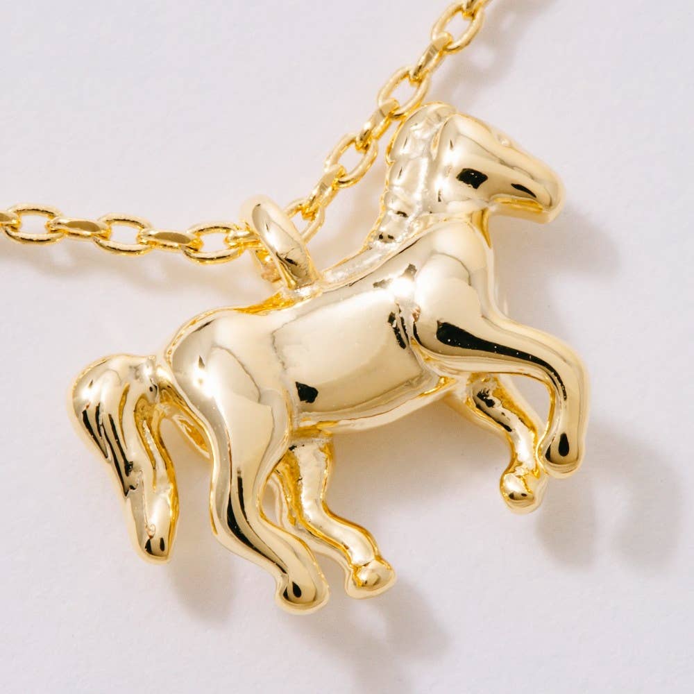 Gold Dipped Horse Pendant Necklace