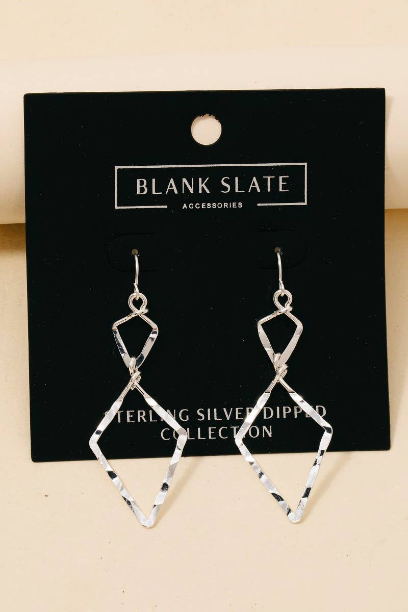 Gold Dipped Double Diamond Dangle Earrings