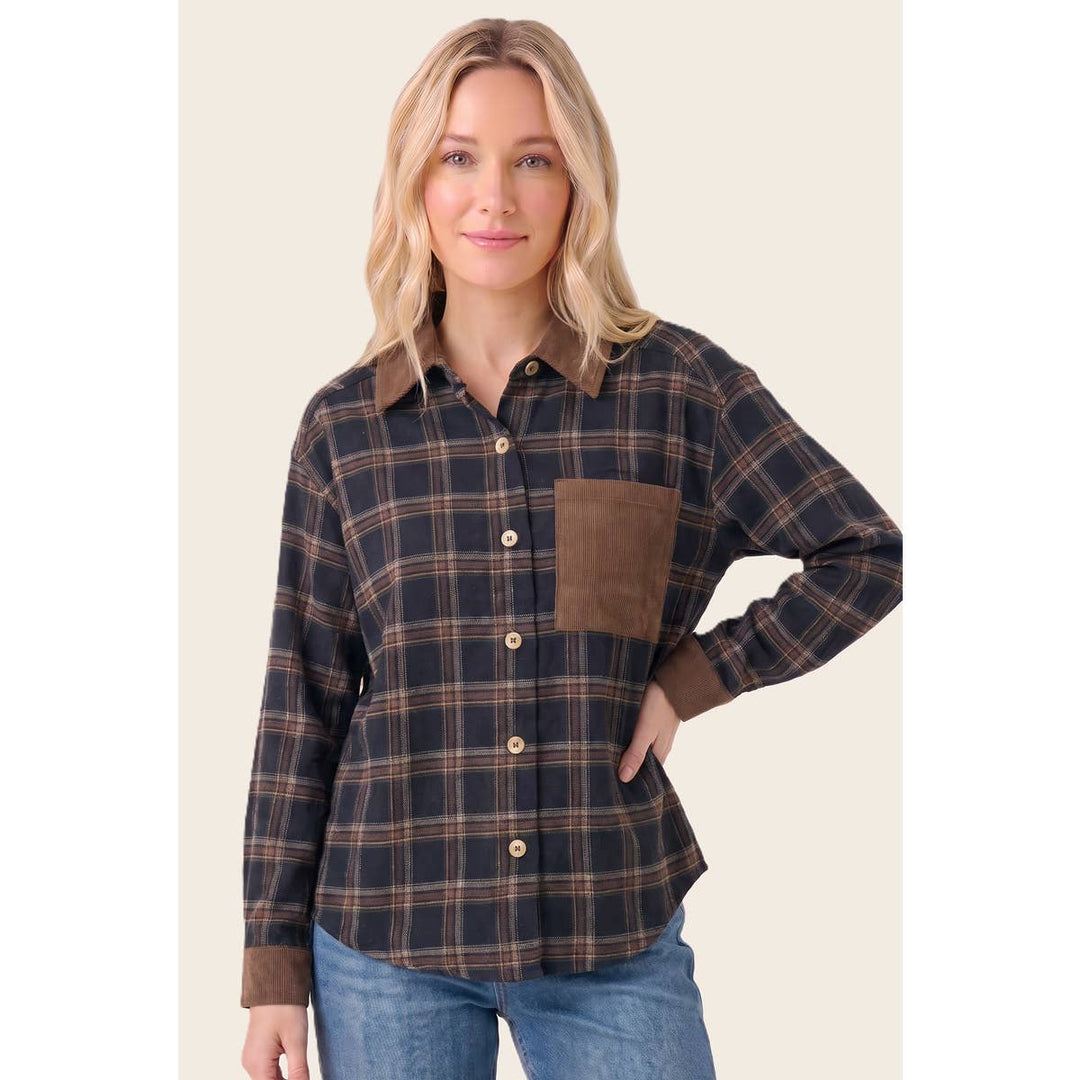 CORDUROY CONTRASTED PLIAD SHIRT