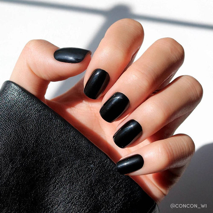 Jet Black Press-On Nails | Short Squoval | Fall Halloween