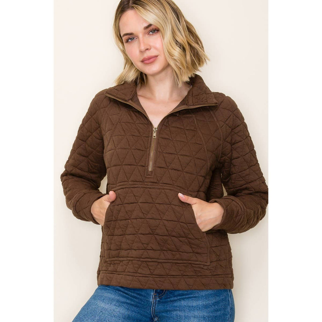 Chocalate Quilted Half Zip