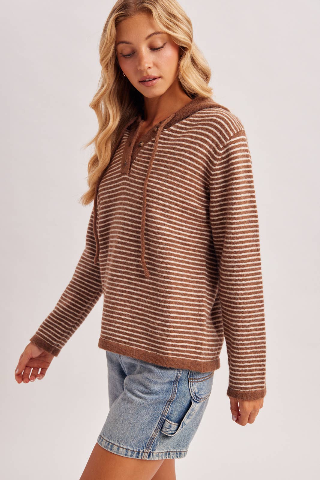 HENLEY SWEATER WITH HOODIE