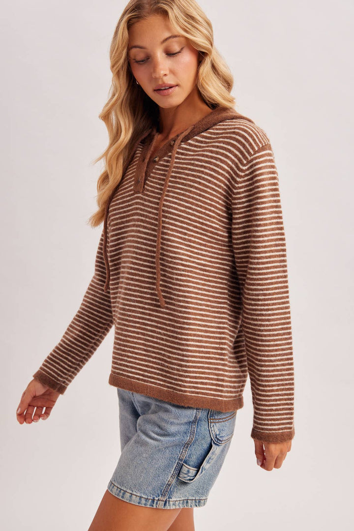 HENLEY SWEATER WITH HOODIE