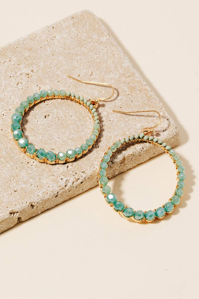 Seed Beads & Faceted Gems Hoop Earrings