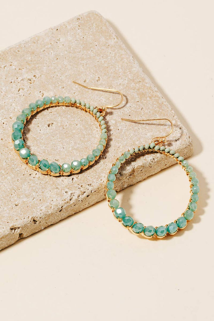 Seed Beads & Faceted Gems Hoop Earrings