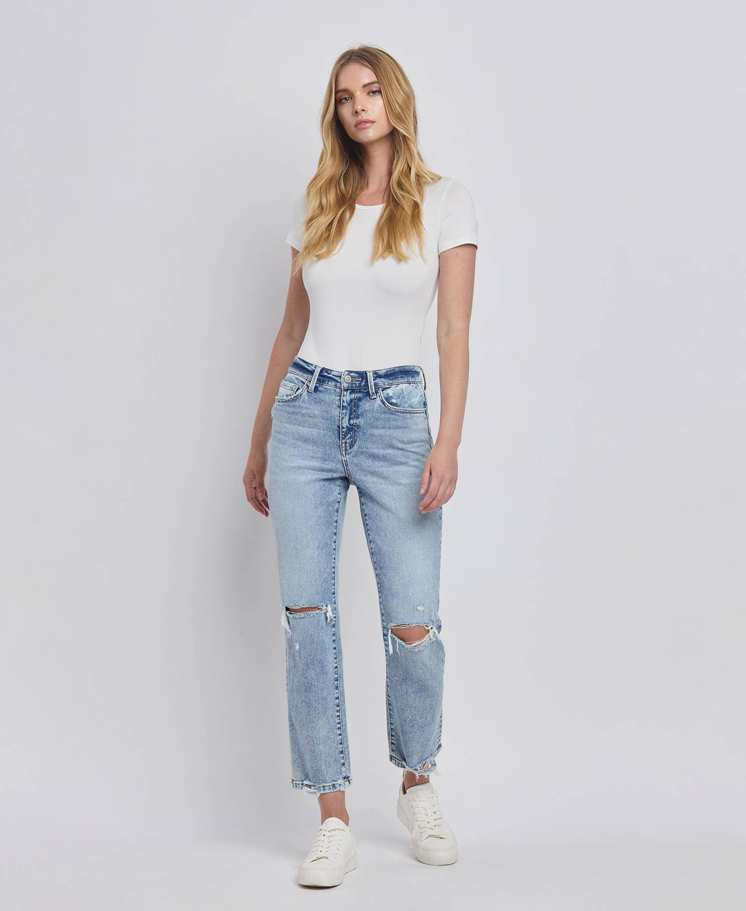 Kim Distressed Crop Leg Jeans