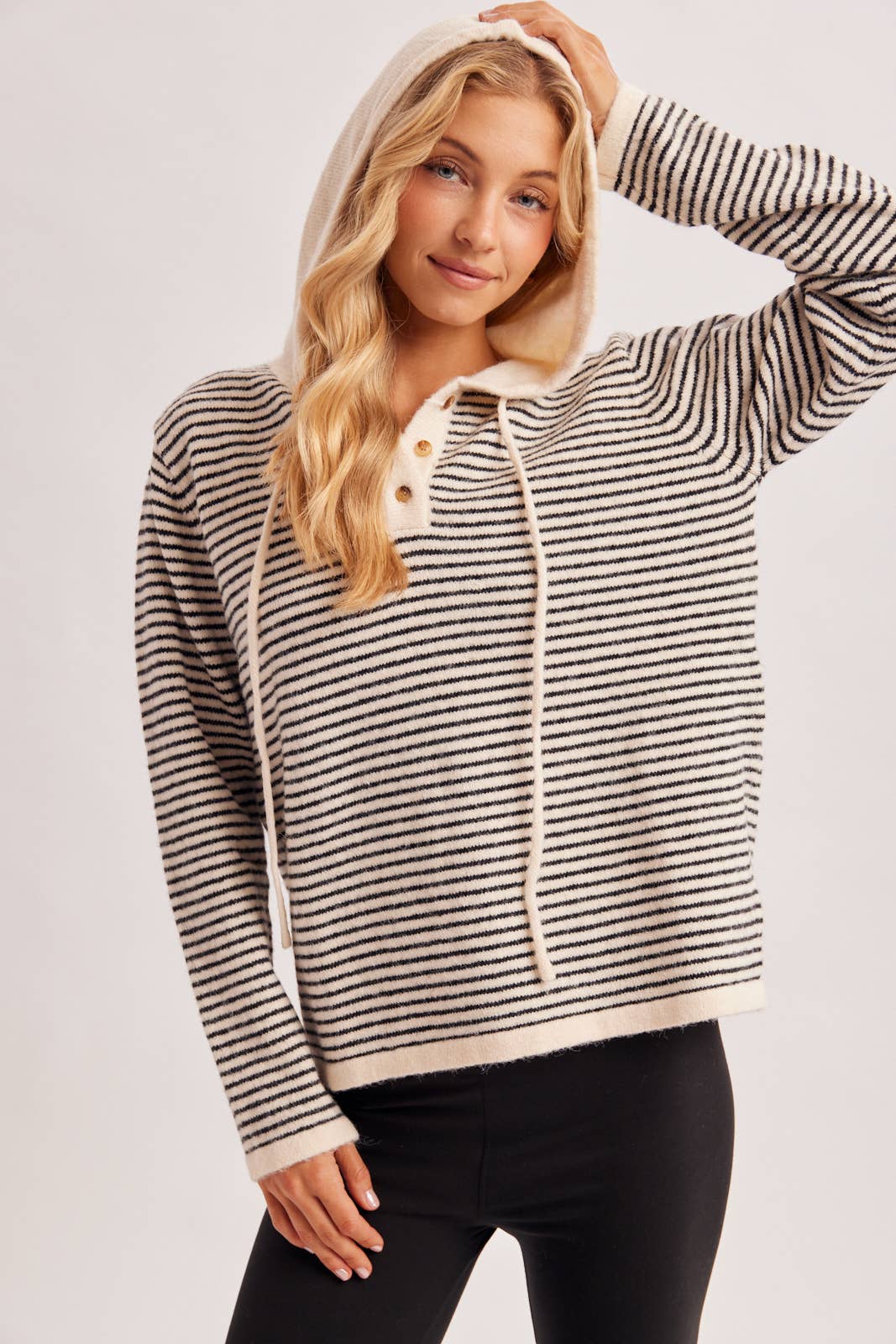 HENLEY SWEATER WITH HOODIE