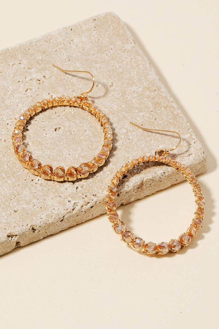 Seed Beads & Faceted Gems Hoop Earrings