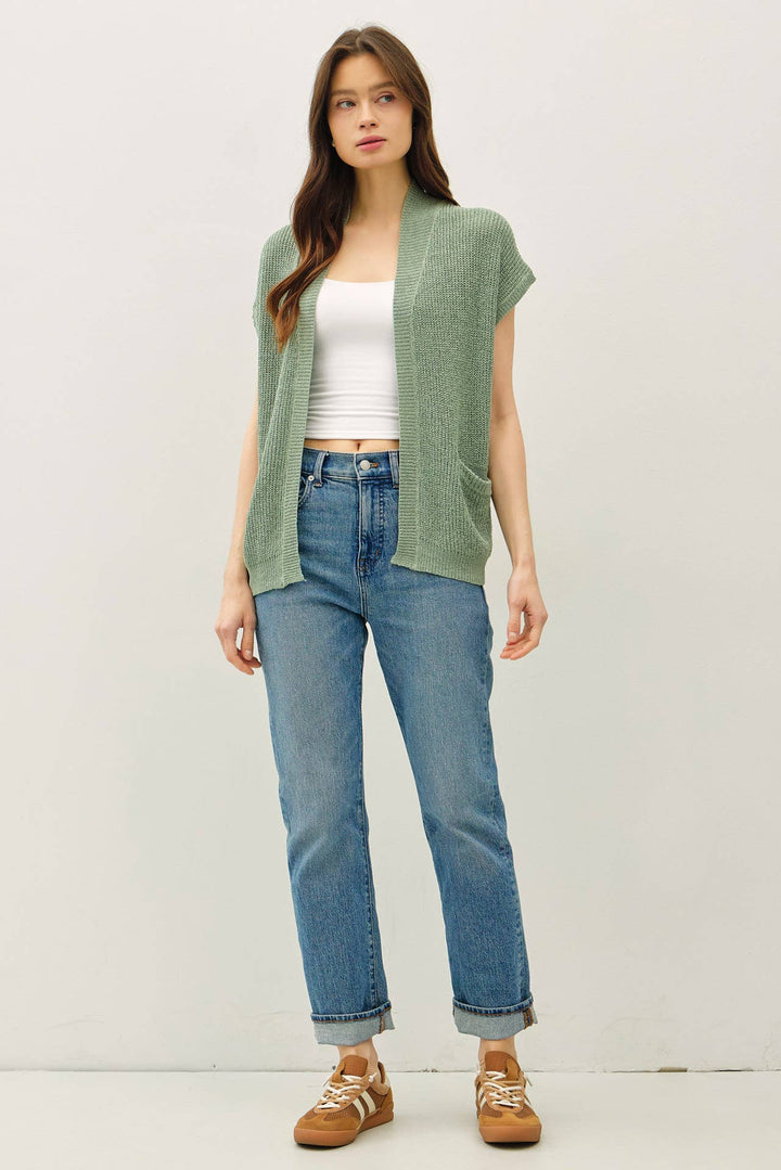 BREEZY SHORT SLEEVED OPEN CARDIGAN