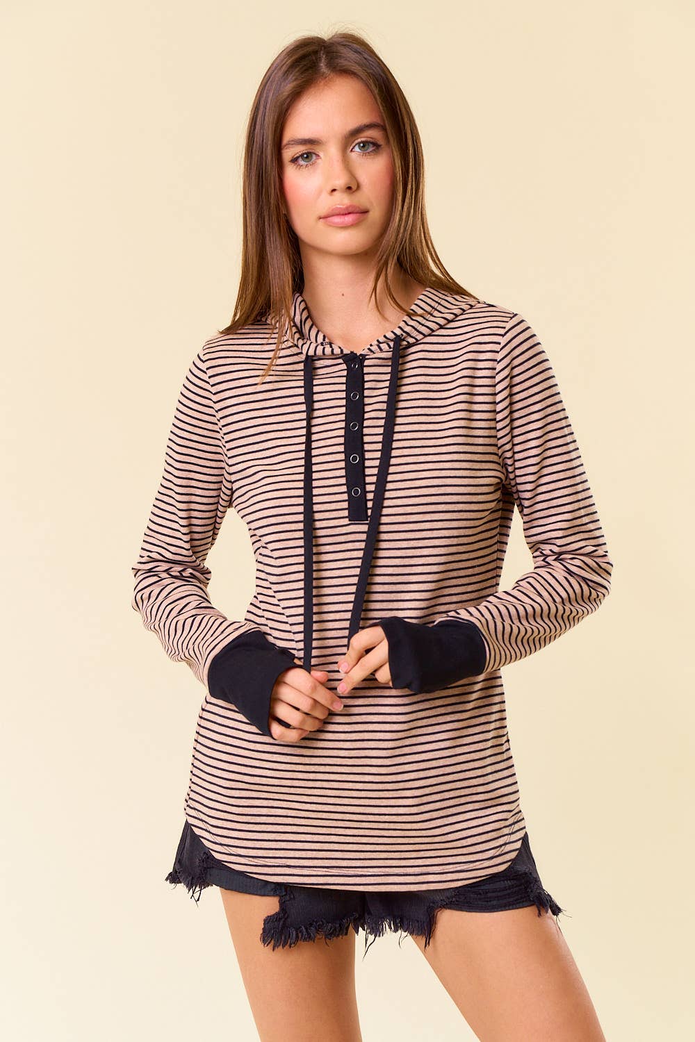 Valerie Hooded Henley Top